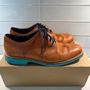 Cole Hann Oxford Shoes, Size 10.5, Brown with Blue Soles
